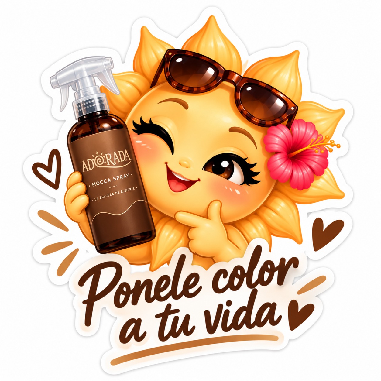 Sticker de Adoradita con Mocca Spray y el mensaje Ponele color a tu vida