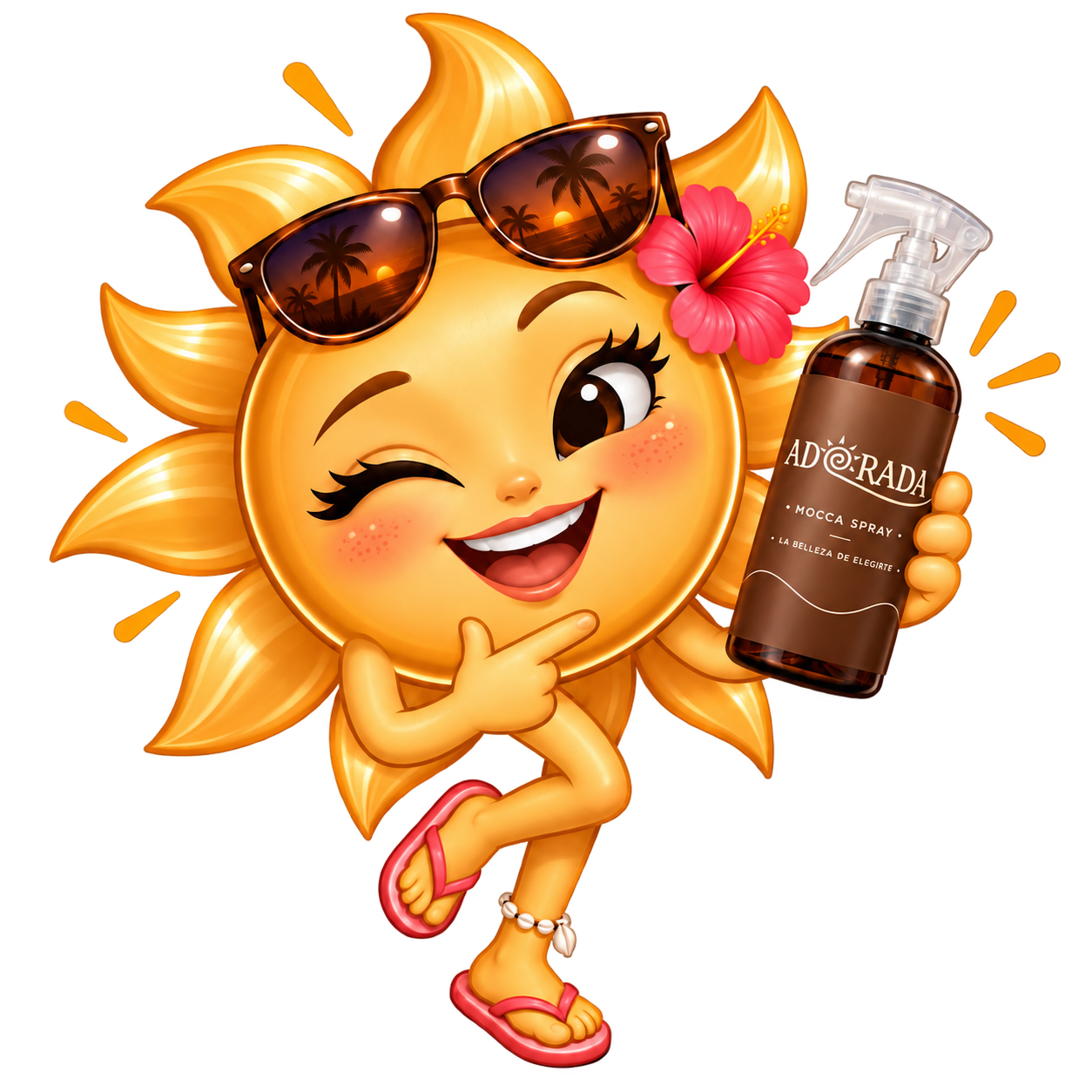 Adoradita, el personaje de ADORADA, con Mocca Spray