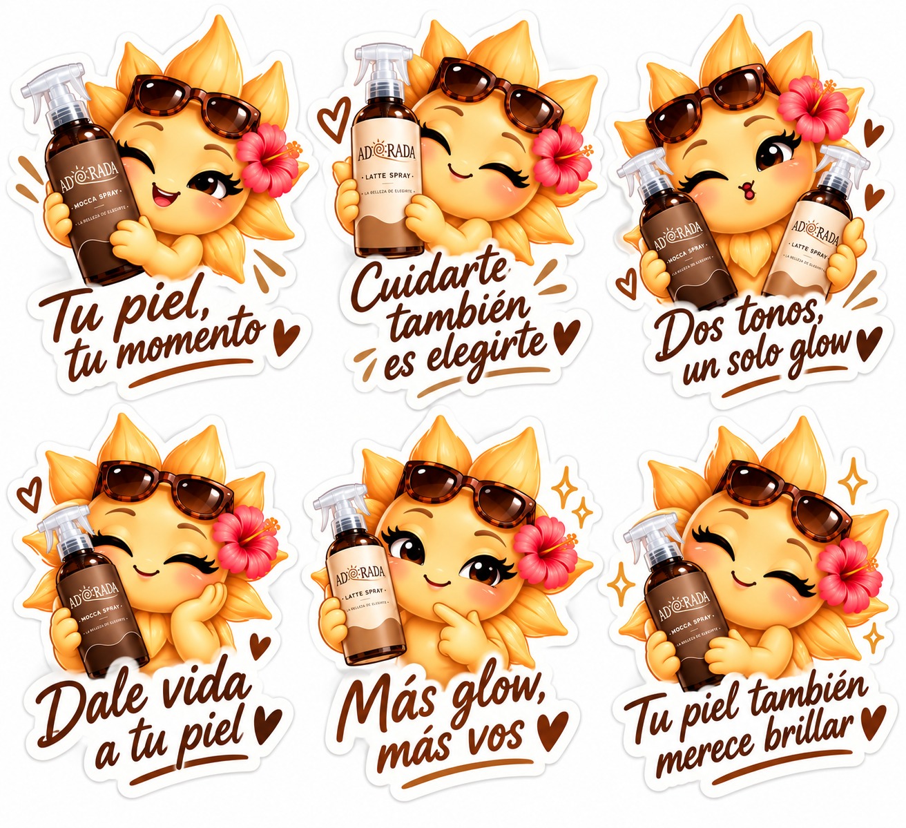 Stickers de Adoradita con productos ADORADA
