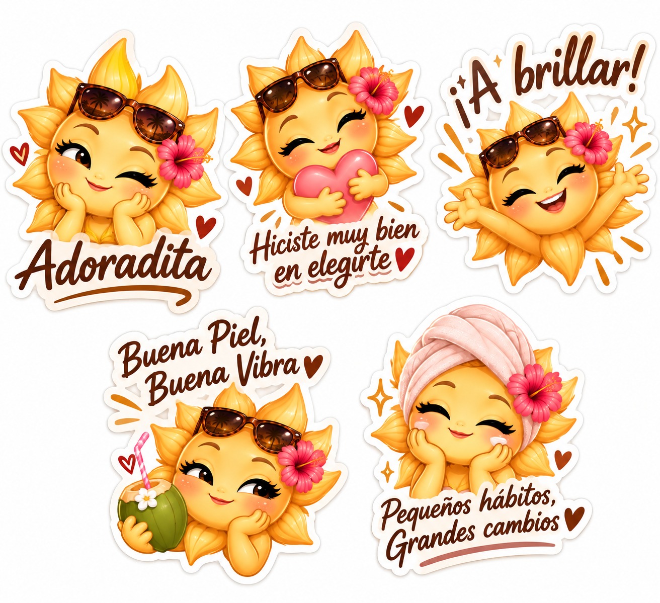 Stickers de Adoradita con mensajes de autocuidado